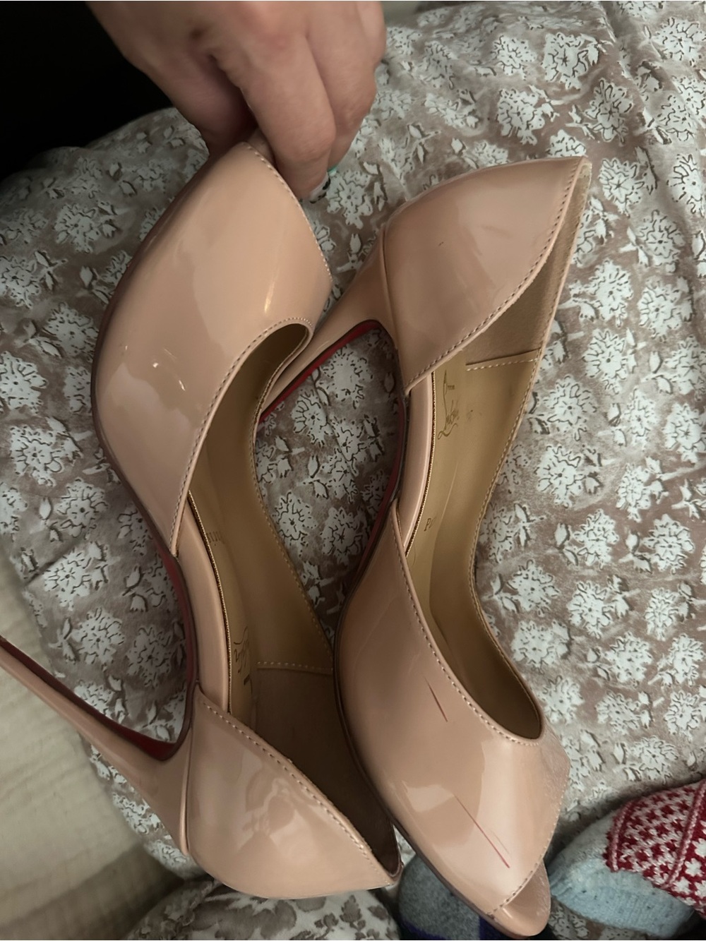 Nude Patent Peep-Toe Women's Heels